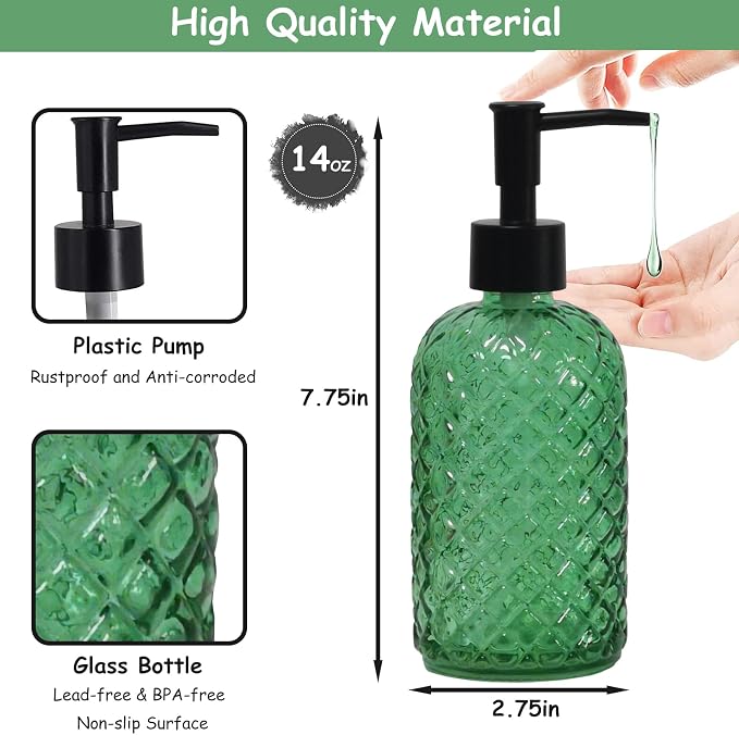 Green Glass Soap Dispenser - Image 2