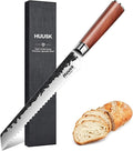 Huusk Serrated Bread Knife 8 inch, Upgraded Carbon Steel Japanese Bread Knife by HuuskKnife