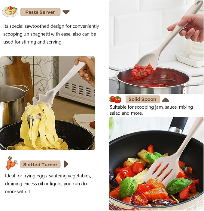 TeamFar Kitchen Cooking Utensils, 446°F Heat Resistant Kitchen Gadgets Tools - Image 5