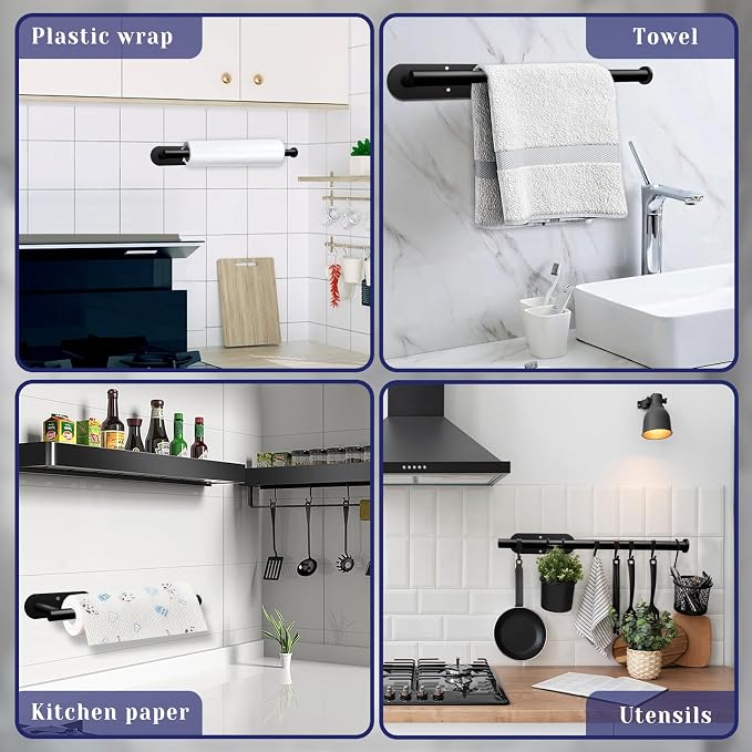 Paper Towel Holder, Self Adhesive or Drilling Paper Towel Holder Under Cabinet - Image 2