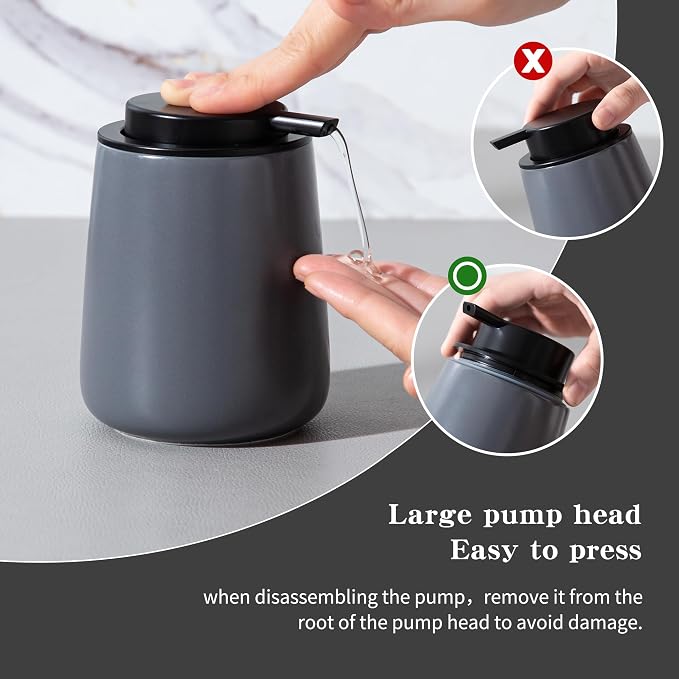 Enra Foaming Soap Dispenser, 12 oz Foam Ceramic Hand Soap Dispenser, - Image 5