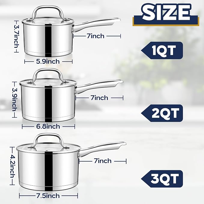 LIANYU Stainless Steel Saucepan Set - Image 2