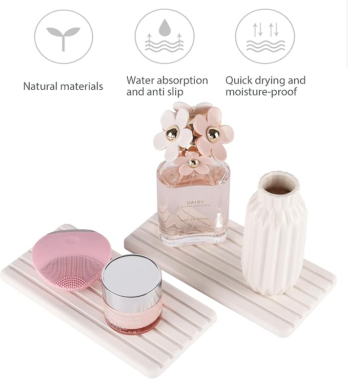 NiuYichee 2 PCS Water Absorbent diatomite Coasters, 8.3" x 4" Water Absorbing - Image 2