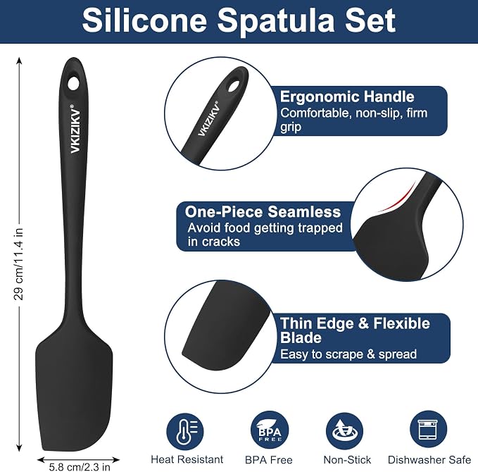 4 Pcs Silicone Spatula Set, 11.4 In, 600°F Heat Resistant Rubber Spatulas - Image 2