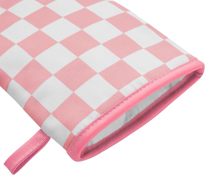 Ohocut Pink Checkered Mini Oven Mitts Heat Resistant, Vintage Retro - Image 7