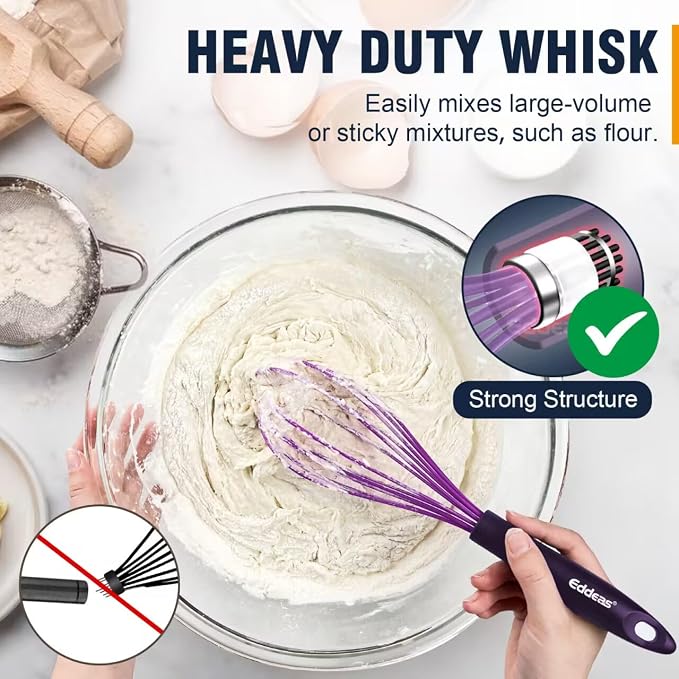 Silicone Whisk, Eddeas Whisk Non-Scratch Coated Whisks set of 3-Heat Resistant - Image 5
