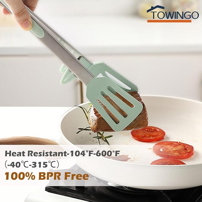 Kitchen Tongs for Cooking, 9 Inch Small Silicone Tongs, Food Grade Mini Serving - Image 4
