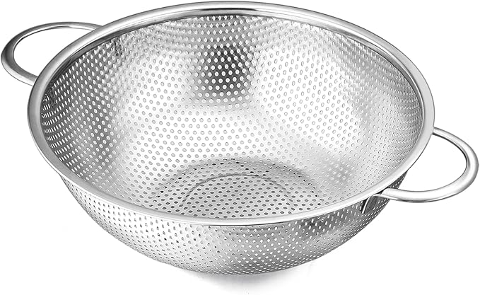 E-far Stainless Steel Colander, 3-Quart Micro-Perforated Metal Colander Strainer by E-far