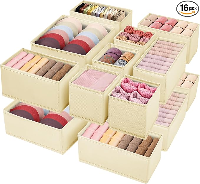 Drawer Clothing Organizer 16-Pack, Fabric Folding Wardrobe Organizer by WRRLORS