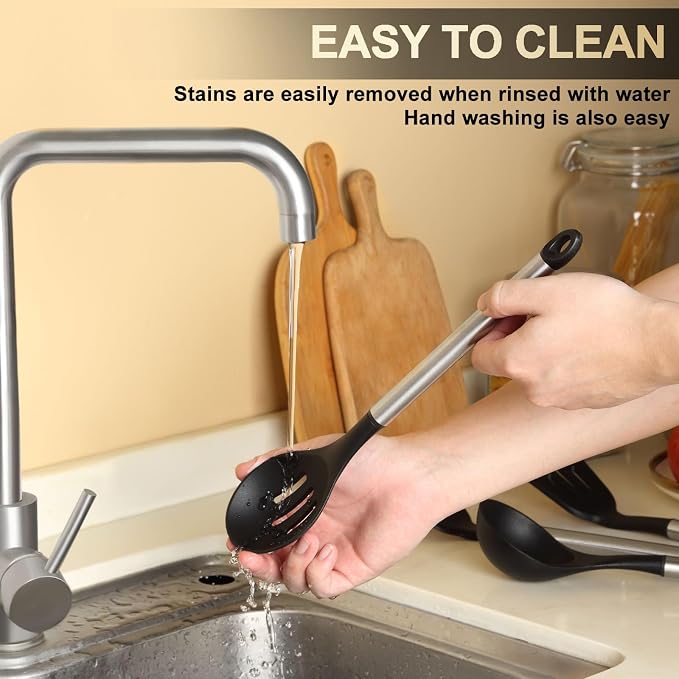 Pleafind 4-Pcs Silicone Cooking Utensils Set, Wok Utensils Set Include Wok Ladle - Image 4