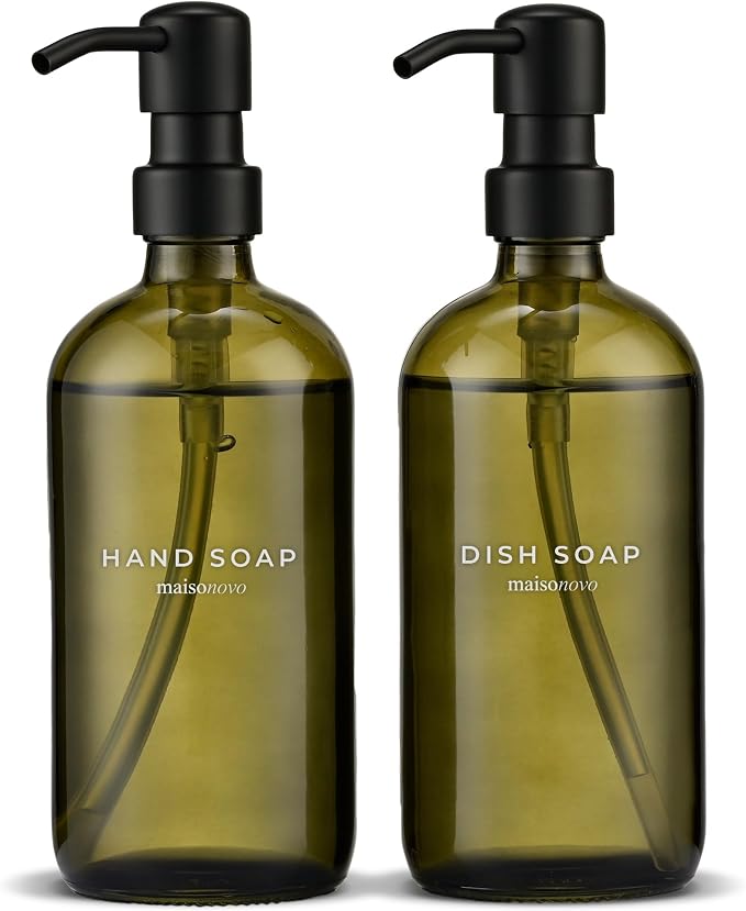 MaisoNovo Soap Dispenser 2-Piece Set | 16.9oz Green Bottles by MaisoNovo-TheArtofSustainableLiving