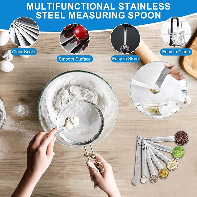 Measuring Cups and Spoons Set 26 Piece, 11 Stainless Steel Nesting Measuring - Image 3