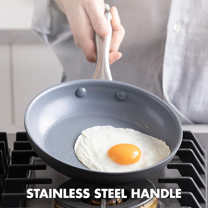 GreenPan Lima Hard Anodized 8" 10" & 12" Frying Pan Skillet Set, Ceramic - Image 5