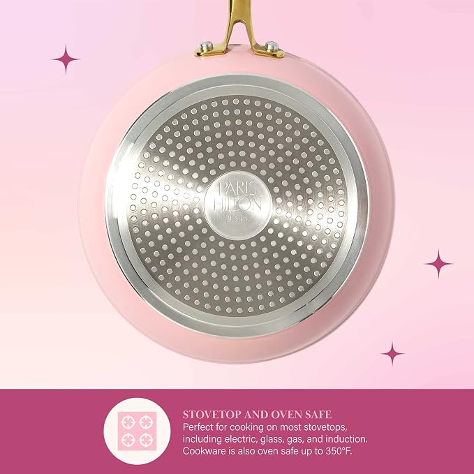 Paris Hilton Iconic Nonstick Pots and Pans Set, Matching Lids - Image 6