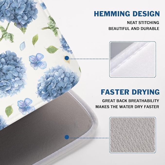 Spring Summer Hydrangea Dish Drying Mat - Image 4