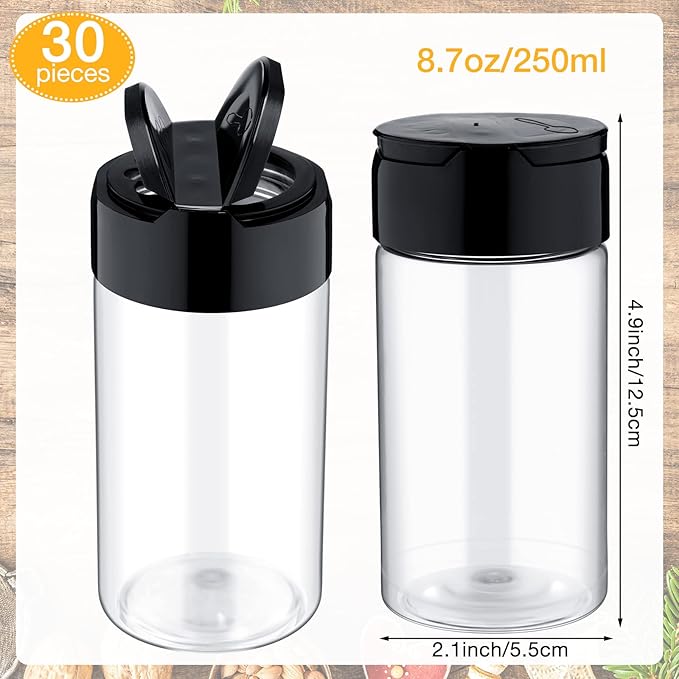 Mimorou 30 Pack 8.7 oz Plastic Spice Jars - Image 2