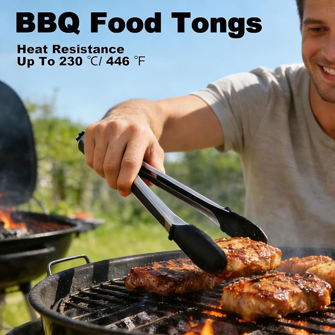 600ºF Heat Resistant Kitchen Tongs, 11.57 inch Tongs - Image 2