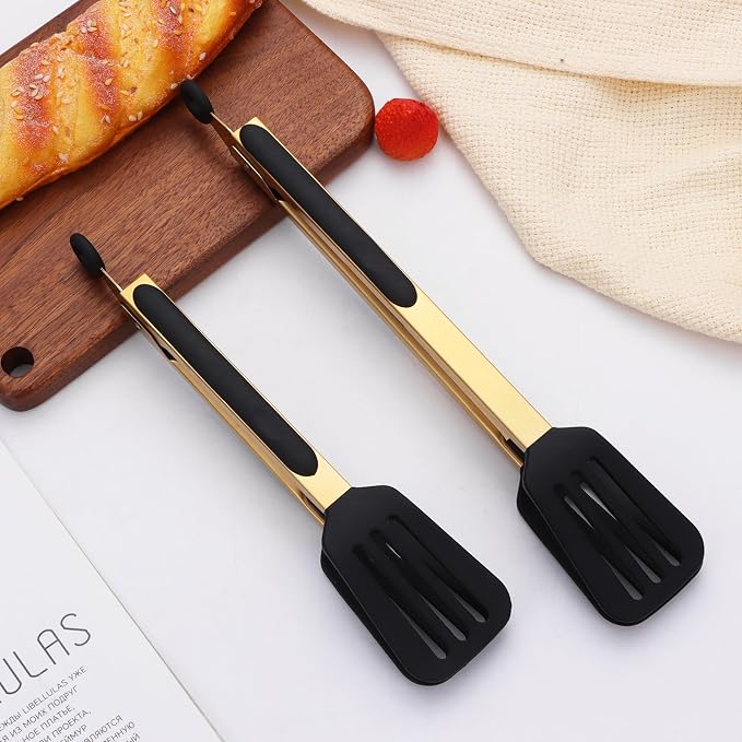 2-Piece Kitchen Spatula Tongs Food Serving Tongs 9" and 12" Cooking - Image 4
