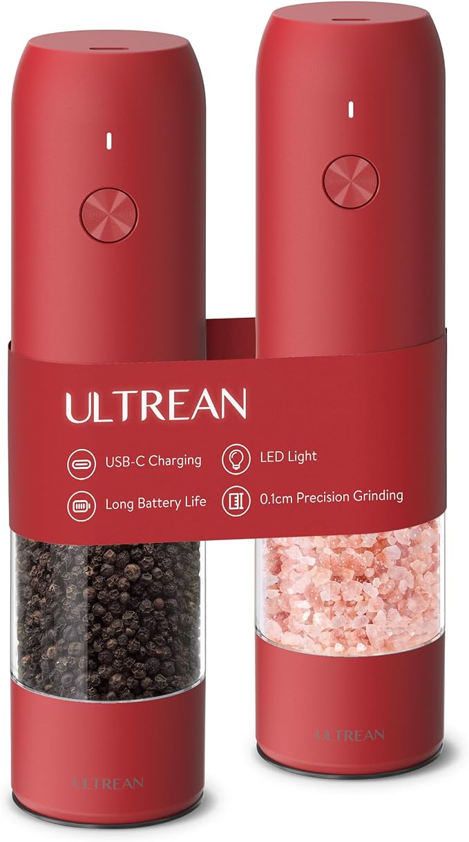 Ultrean Pepper Grinder, Rechargeable Salt and Pepper Grinder by Ultrean