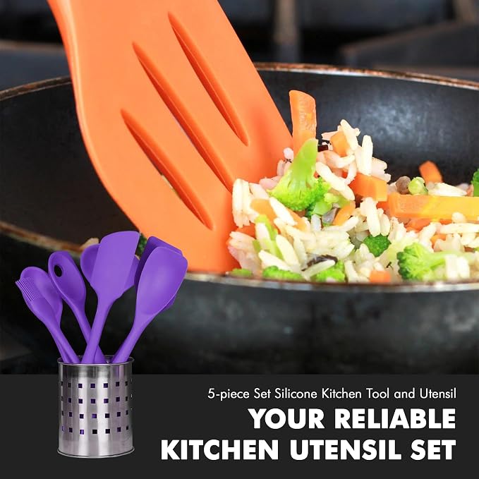 Chef Craft Premium Silicone Kitchen Tool and Utensil Set, 5 Piece - Image 5