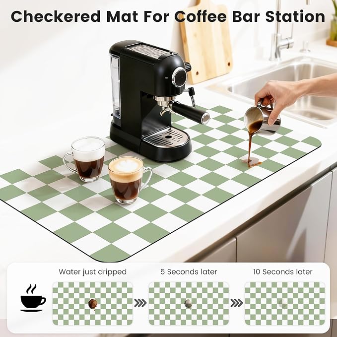 17" x 32" Checkered Dish Drying Mat - Image 3