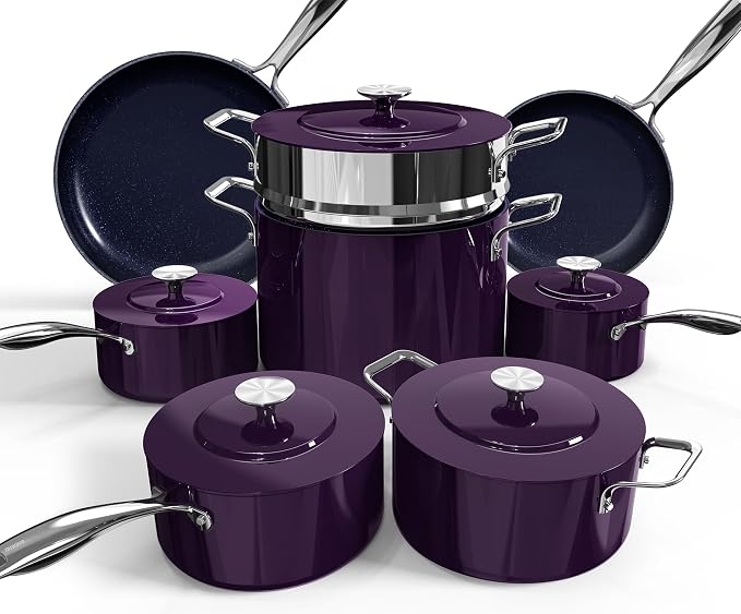 Nuwave Lux 13pc Forged Lightweight Cookware Set PFAS Free, Healthy G10 Duralon by NuWave