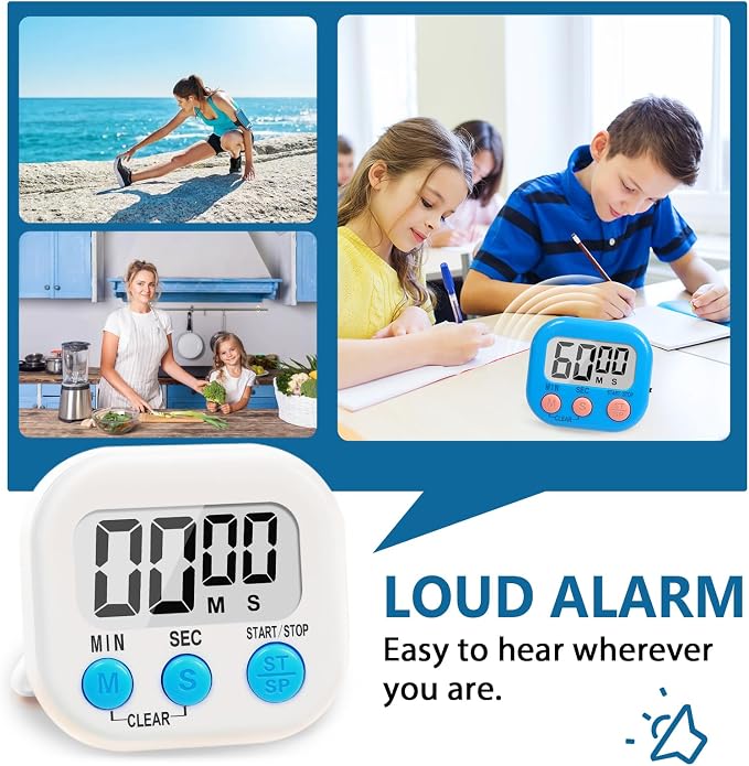 12 Pack Multi-Function Digital Timers, Magnetic Large LCD Display Loud Alarm - Image 5