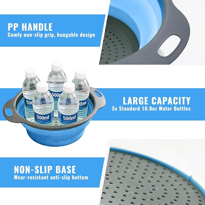 2 Pack Collapsible Silicone Colander - Image 5