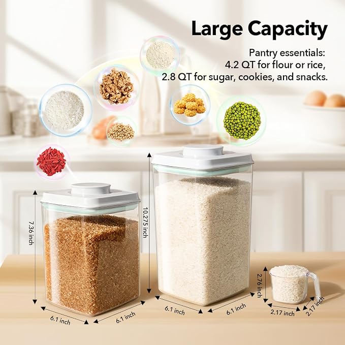 Ankou Food Storage Container Sets, 2.8 Qt + 4.2 Qt Airtight Canisters - Image 6