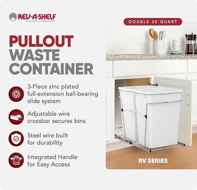 Rev-A-Shelf RV-18KD-11C S Double Pullout Trash Can - Image 2