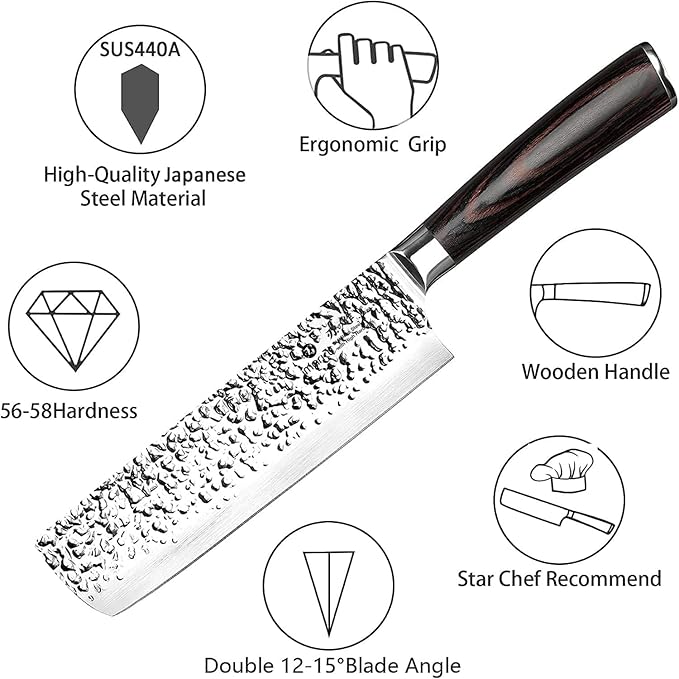 imarku Nakiri Knife, Razor Sharp 7 Inch Multipurpose Vegetable Japanese Chef - Image 5