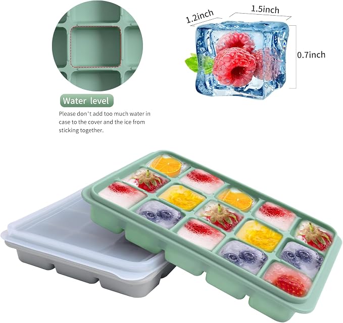 Ice Cube Trays Set of 2, Easy Release 15 Flexible Silicone Ice Cube Molds - Image 3