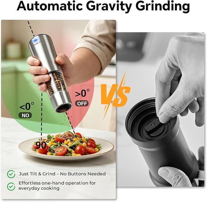 StarOcean Electric Salt and Pepper Grinder Set, Automatic Gravity Grinder - Image 2