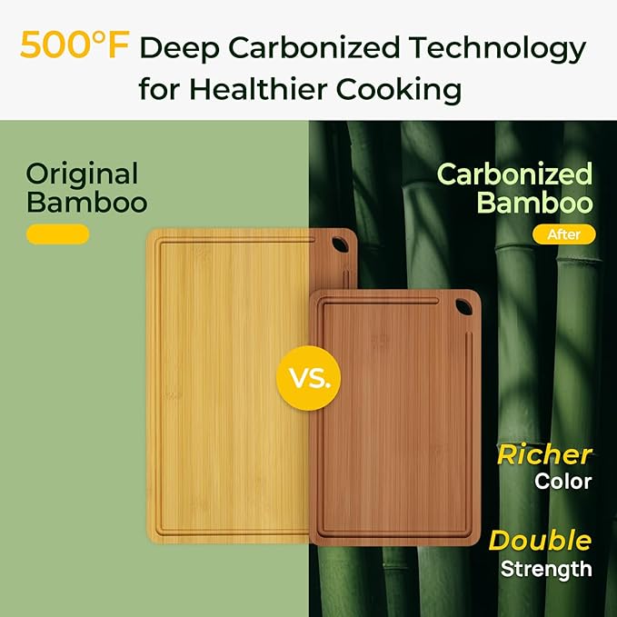 Keechee Butcher Block 2-Pcs Carbonized Bamboo Cutting Board Set - Image 2
