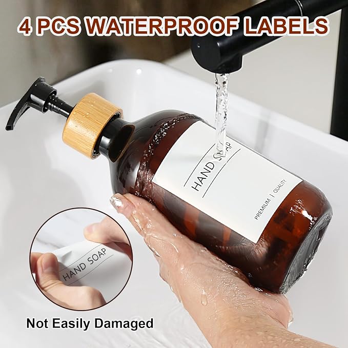 KASUNTING Amber Soap Dispenser Plastic, 17 Fl Oz Hand and Dish Dispenser Set - Image 5