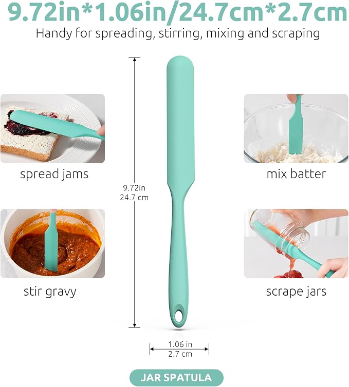 U-Taste Skinny Silicone Jar Spatula: 600ºF Heat-Resistant Food-Grade 10in Long - Image 2