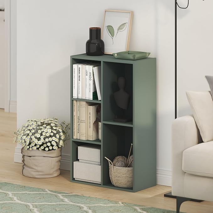 Furinno LUDER Book Shelf, 5-Cube Bookshelf, Reversible Bookcase, 9.4 x 19.5 x - Image 2