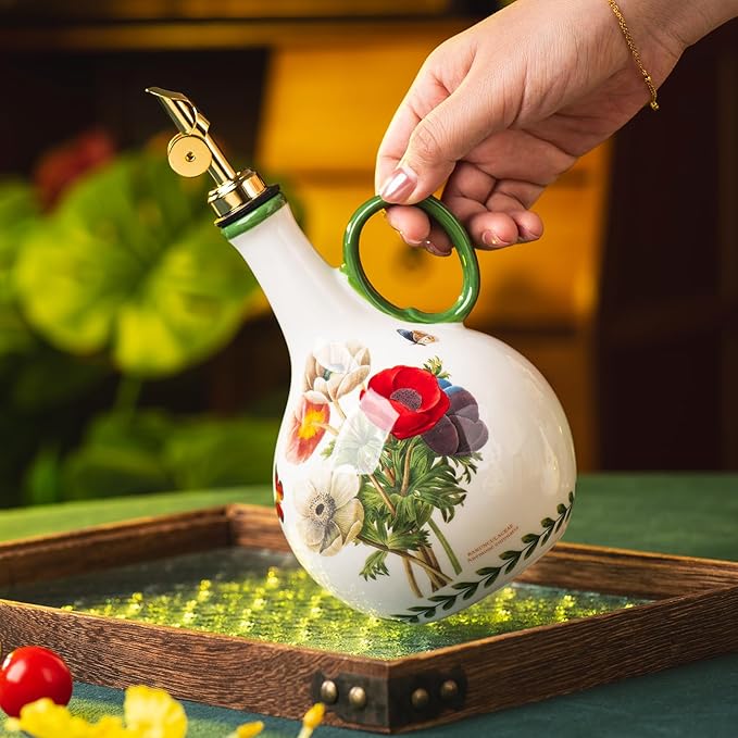 Ceramic Olive Oil Dispenser, 27 oz Floral Pattern Cruet - Image 5