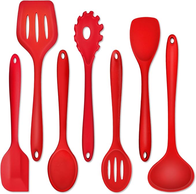 P&P CHEF Silicone Cooking Utensils Set of 7, Heat-proof Kitchen Utensils Set by PPCHEF