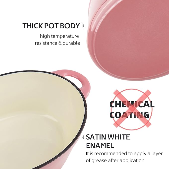 5.5 Quart Oval Enameled Cast Iron Dutch Oven Pot - Image 4