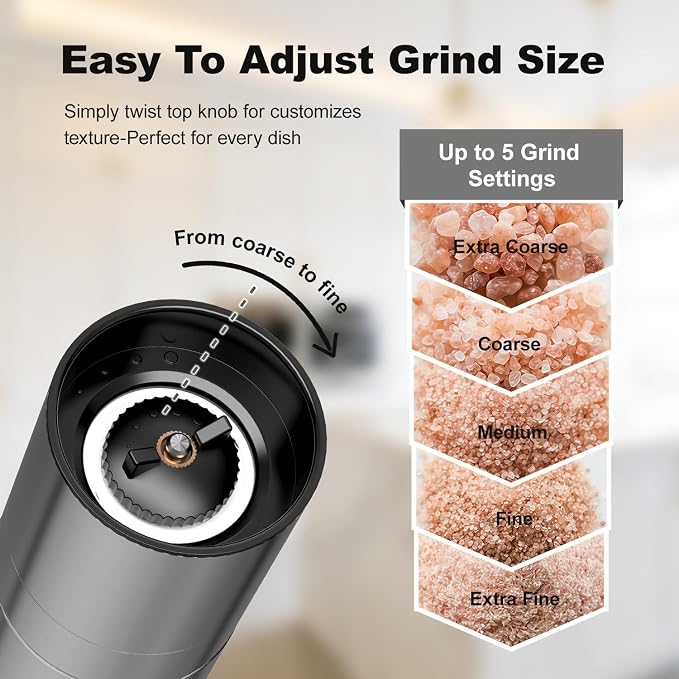 Aelga Salt Grinder Refillable - 4oz Manual Stainless Steel Salt Mill - Image 2