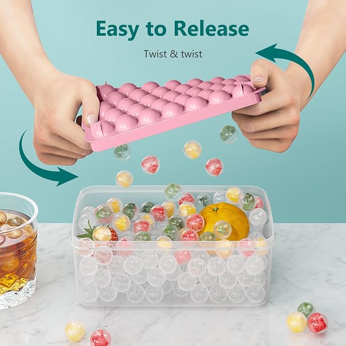Optish 3 Pack Ice Trays for Freezer, Round Ice Cube Mold, Circle Ice Maker for - Image 3