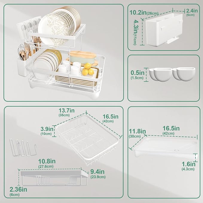 Dish Drying Rack, Two-Tier Dish Drying Rack - Image 2