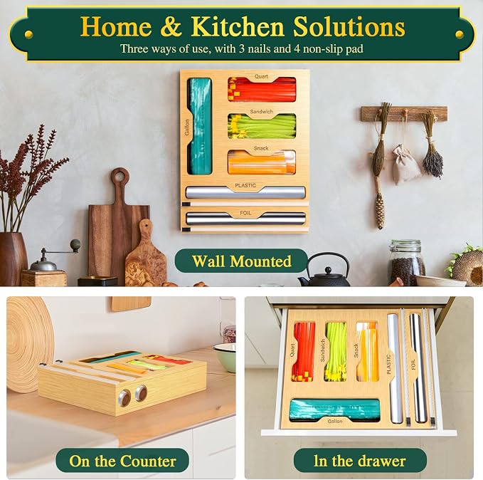 KOCWELL Bag Organizer and Plastic Wrap Dispenser - Image 8