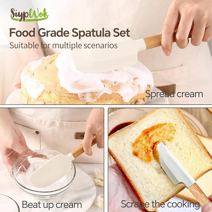 Silicone Spatula Set, Food Grade Rubber Spatula-5 Piece Nonstick Rubber Spatulas - Image 3