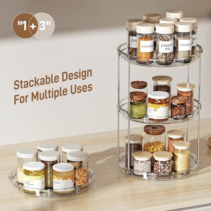 LAMU 4 Pack 2 Tier Lazy Susan Turntable Organizer 9.25'' Rotating Spice Rack - Image 6