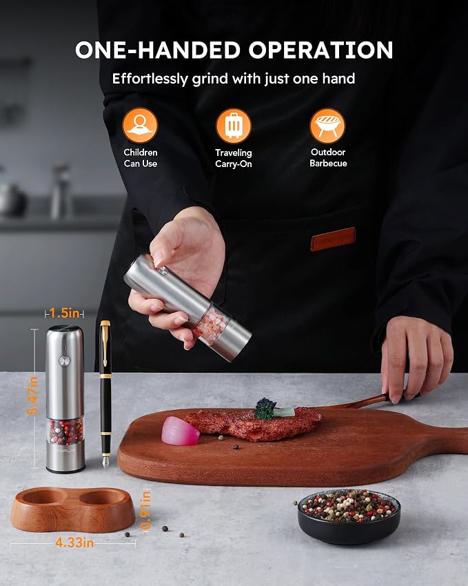 FORLIM Mini Electric Salt and Pepper Grinder Set - Image 4
