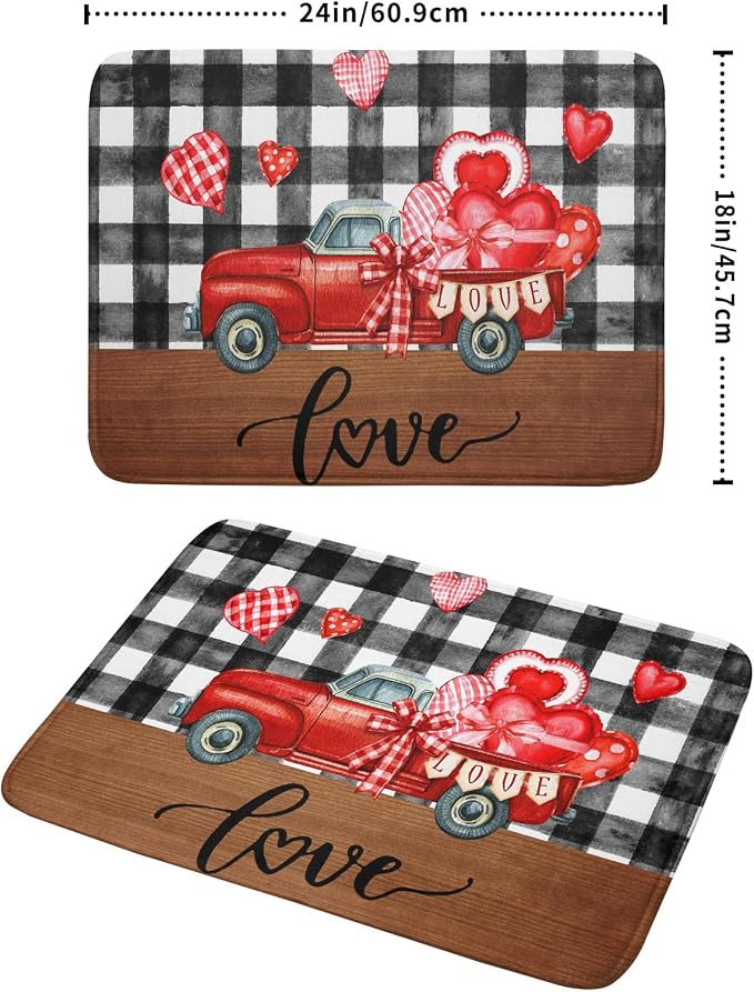 Valentine's Day Red Heart Truck Dish Drying Mat - Image 2