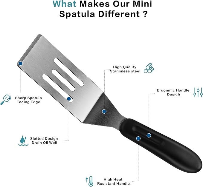 Small Spatula Professional Mini Serving Spatula, 2 Pieces Stainless Steel Metal - Image 3