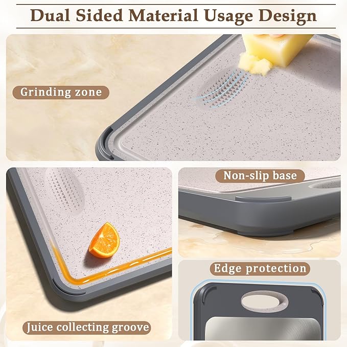 GUANCI Cutting Board for Kitchen, Stainless Steel Cutting Board Double Sided - Image 5